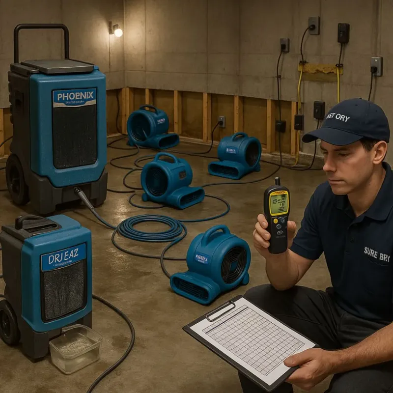 Structural Drying and Dehumidification process in Bynum, AL